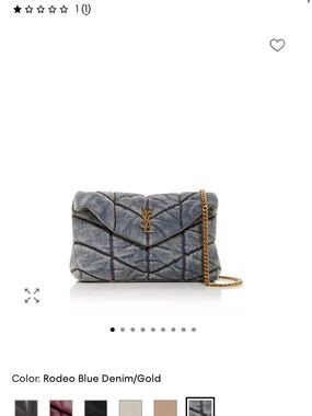 Saint Laurent Rodeo Blue Denim Quilted Chain Shoulder Bag with Gold Hardware